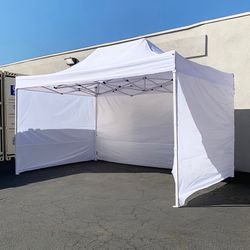 (NEW) $180 Heavy Duty EZ Popup Canopy 10x15’ with (3 Sidewalls) Outdoor Gazebo, Carry Bag (2 Colors)