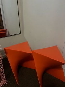 Orange Geometric Modern Stools – Set of 2