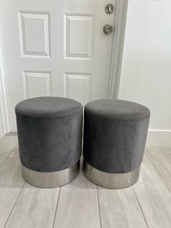 Two grey ottoman
