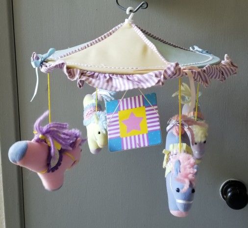 Adorable Crib Animal Mirror Mobile and 4 Baby Blankets