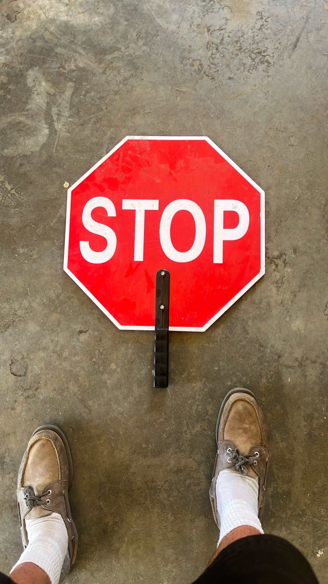 HAND HELD STOP / SLOW ROAD sign 18” Wide 18” Top To Bottom Like New