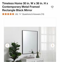 Black Metal Framed Rectangle wall mirror