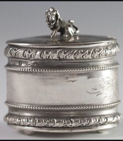 Antique 800 Silver Trinket Box with Lion Finial