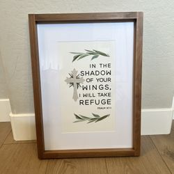 24x18 Glass Matte PSALM 57:1 Scripture Verse w/ Walnut Wood Frame