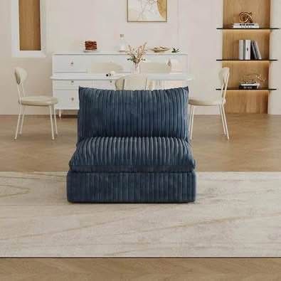 New Cloud Sofa,Corduroy Fabric,Deep Seat Couches,Double-layer design,Removable Cushion,DIY,Blue