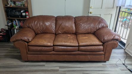 Give Me Best Offer - 100% Leather Ashley Furniture Brown Couch