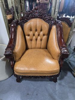 Vintage Armchair Rich Mahogany Toned Wood ( 2 Available)
