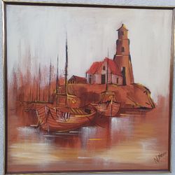 Amazing Mid Sentury Oil Painting of Coastal Scenery By NORMAN MERCER 