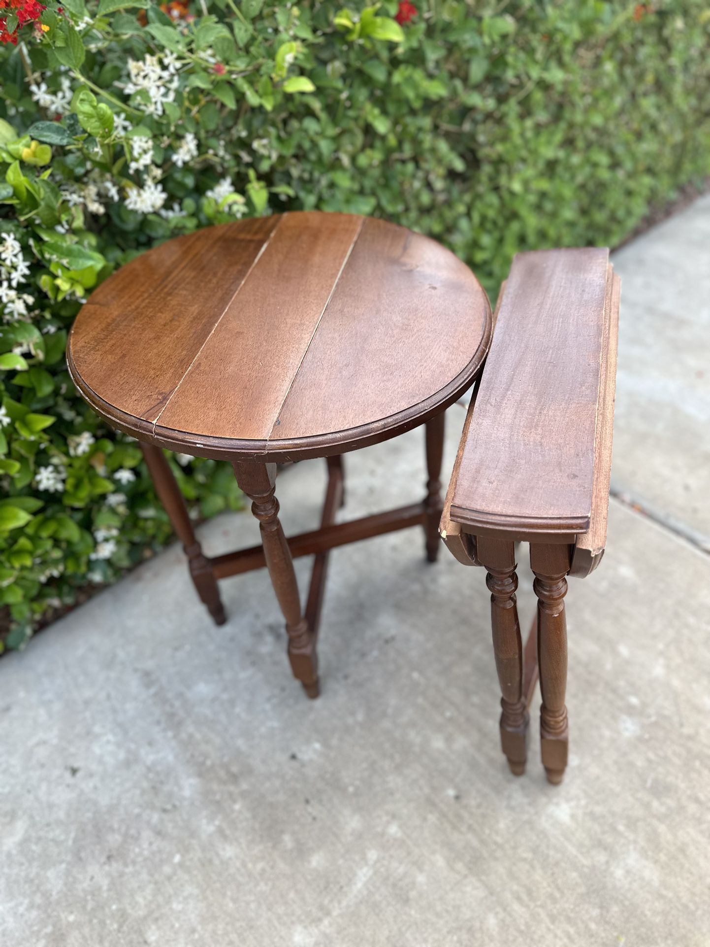 Pair Of Drop Leaf Folding Carriage Tables 