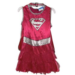 Rubie’s Costume Company Supergirl Superhero Halloween Costume Hot Pink Dress & Cape with Sparkly Tulle Bottom