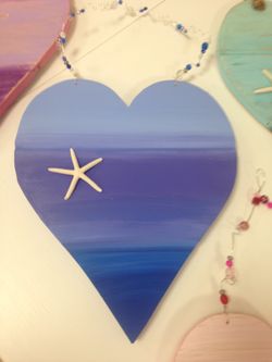 Wooden heart with beaded wire