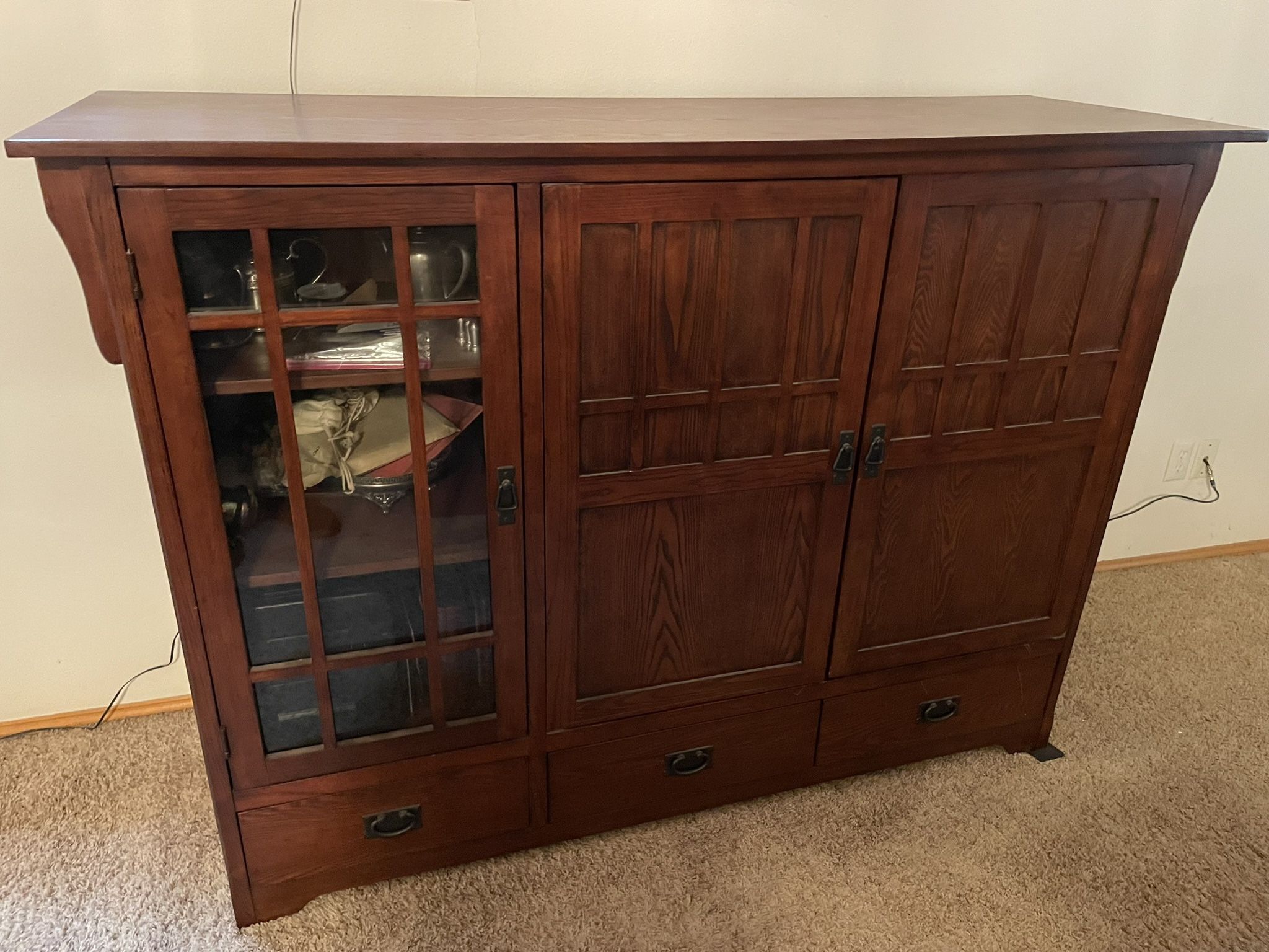 Solid Oak hutch/entertainment Center