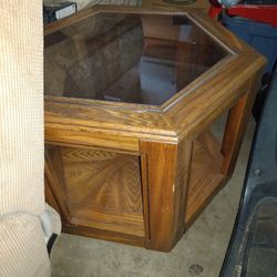 2 Wood & Glass End Tables.