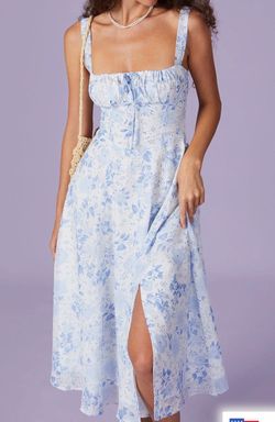 White and blue milk maid dress