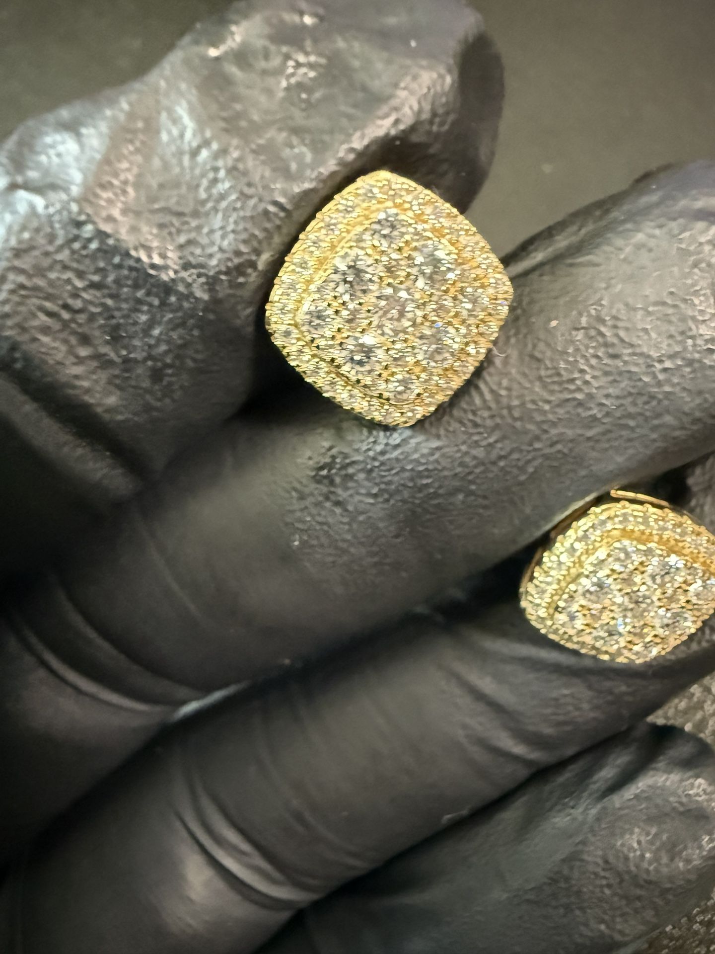 Ice Trays Gold Plated Moisinite Men’s Earrings
