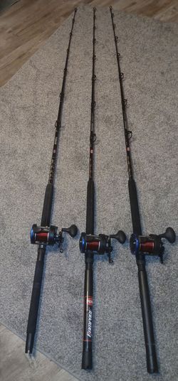 3)New Black Blue Tsunami 30LW on 3New Penn conventional RIVALS/ Rampage 6'6 rods