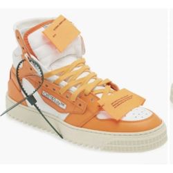 OFF-WHITE OFFCOURT 3.0 HIGH TOP SNEAKERS ORANGE WHITE LEATHER SZ 45/12 NEW!