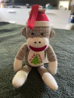 Sock Monkey Ornament Plush BABY FIRST CHRISTMAS SANTA  Baby Starters