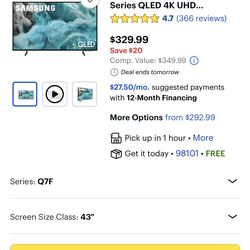 NEW Samsung Q7F 4k UHD 43inch