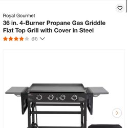 Royal Gourmet 36 in. 4-Burner Propane Gas Griddle Flat Top Grill with Cover in Steel