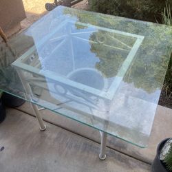 Glass Patio Table with Planter