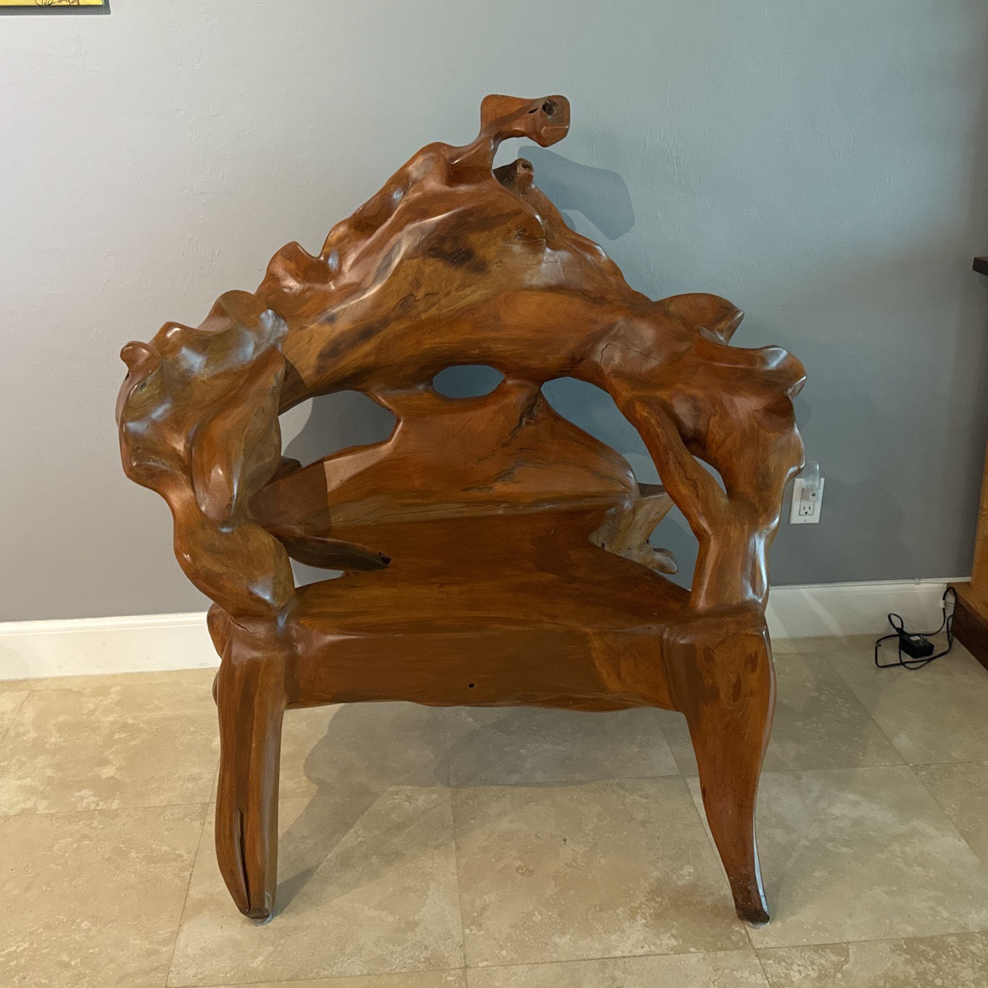 Authentic Carved Banyan Root Chair From Thailand
