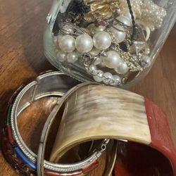 Vintage Pearl & Cameo Mystery Jewelry Jar