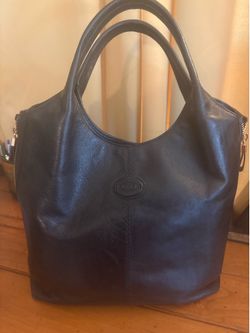 Tod’s ALH Expandable Black Leather Shopping Bag | Pristine Condition