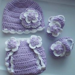 Crochet Baby Girl Diaper Cover Outfit Photo Prop 