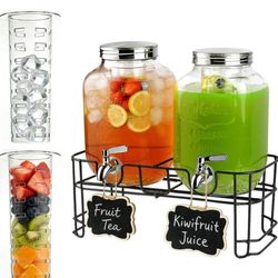 Shipping  free available only / 2 Packs 1 Gallon Glass With Stand And 304 Stainless Steel Faucet Party Drink Dispenser