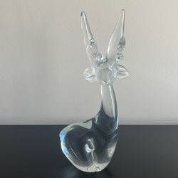 Vintage Hand Blown Art Glass Reindeer Mid-Century Modern MCM 8.5 Inch