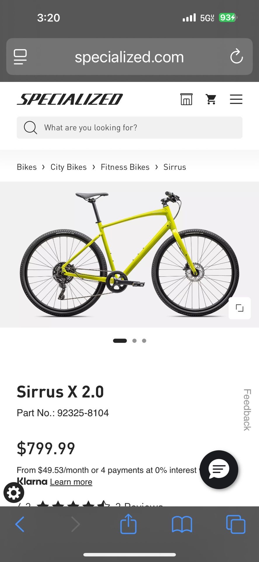 2025 Specialized Sirrus X 2.0 Size
