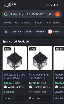 Modern Forms 8" LED Mini Pendant Light Black