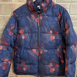 Sundance Kimmy Puffer Winter Coat Navy Blue Tapestry Floral Jacket Boho P  Med for Sale in Hialeah, FL - OfferUp