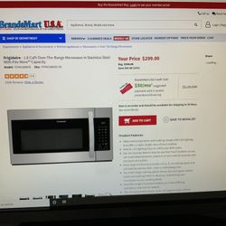 Fridgidair Stainless Steel Microwave Oven 1000w Over Range