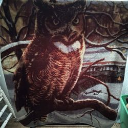 Owl furry throw blanket