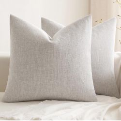 MIULEE Pack of 2 Decorative Farmhouse Linen Pillow Covers Rustic Boho Accent Outdoor Couch Throw Pillow Covers for Cushion Bed Sofa Living Room Home D