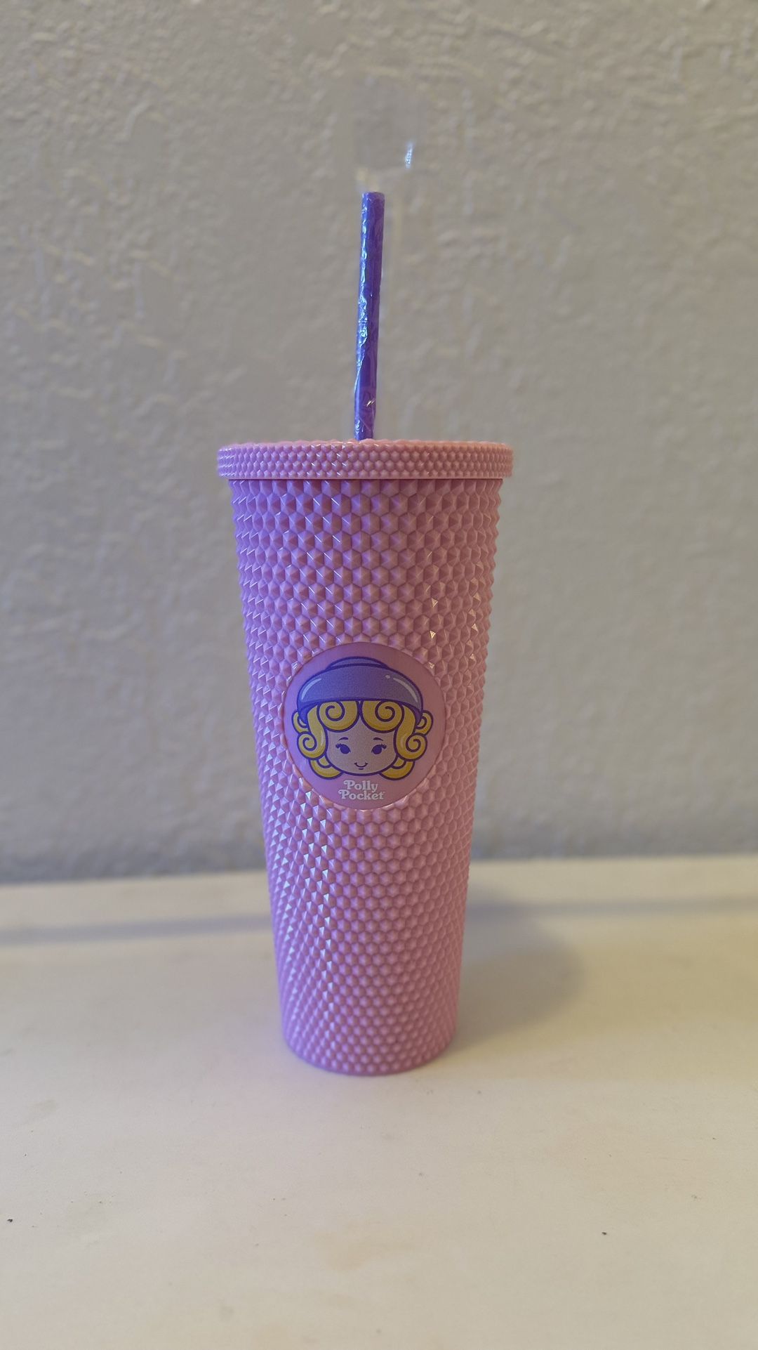 Polly Pocket Pink 24oz Studded Cup Tumbler Mattel NEW