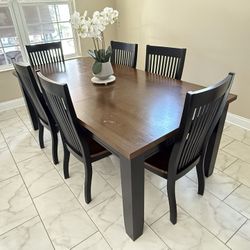 Modern 7-Piece Dining Set – Solid Wood Table & Chairs