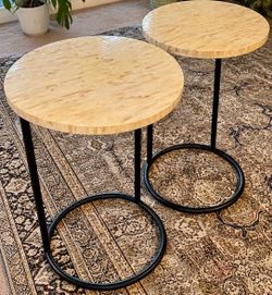 Set of 2 Round Capiz Shell Tables