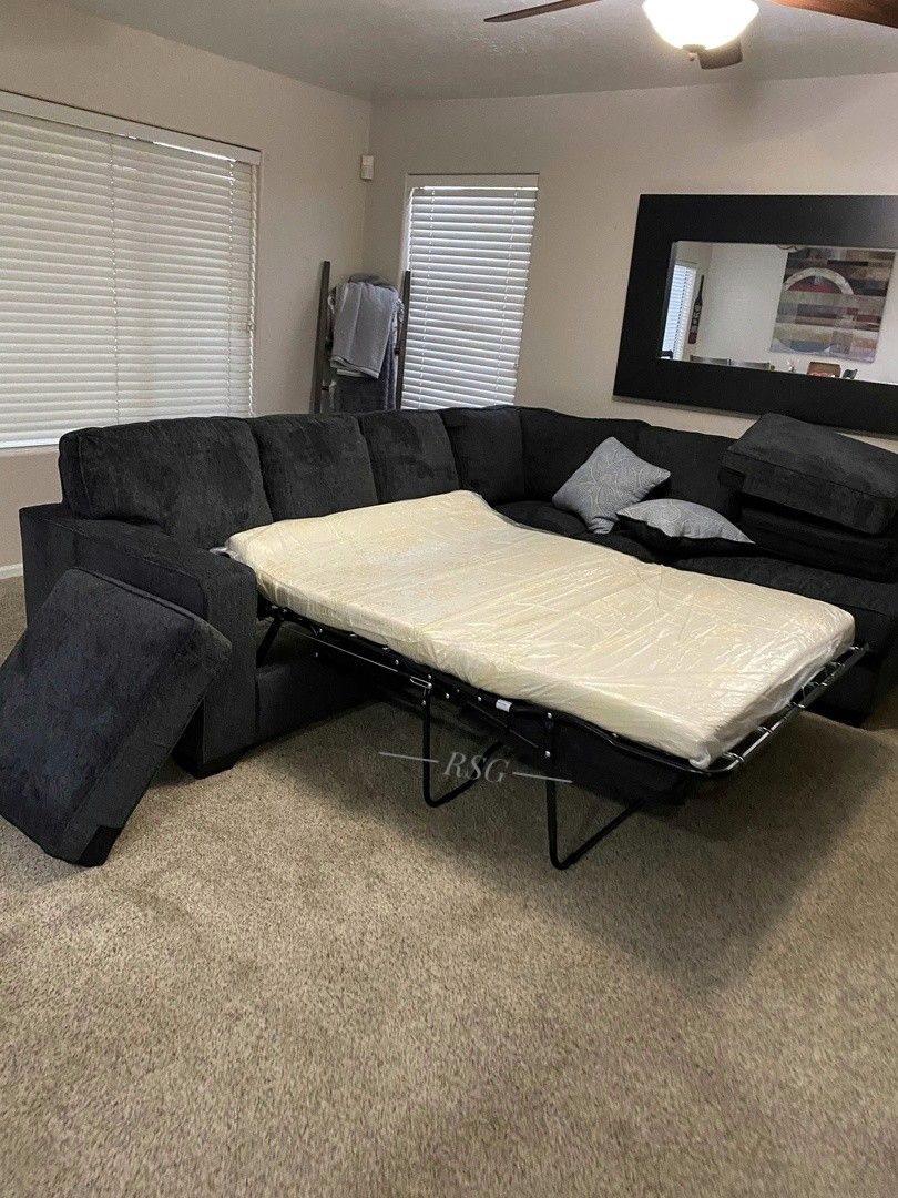 Pull Out Full Mattress Sleeper Sectional Couch Set ⭐$39 Down Payment with Financing ⭐ 90 Days same as cash