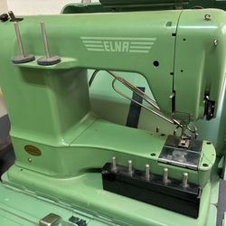 Vtg MCM 1950’s Swiss Elna Grasshopper Portable Sewing Machine 