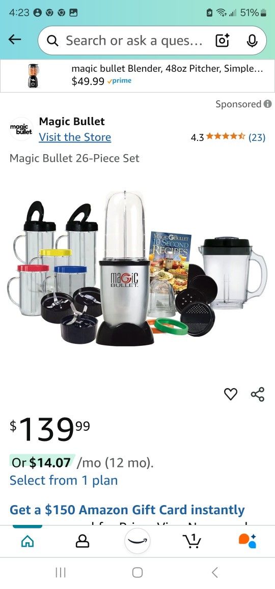 Magic Bullet With Pitcher And More