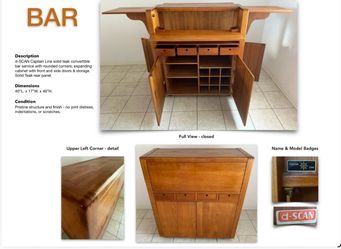 d-SCAN Captain Line Solid Teak Convertible Bar Cabinet