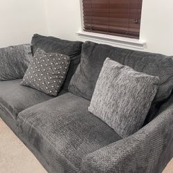 Modern Dark Gray 2-Seater Sofa - 91” L x 43” D x 31” H - $200 OBO, Minor Arm Damage
