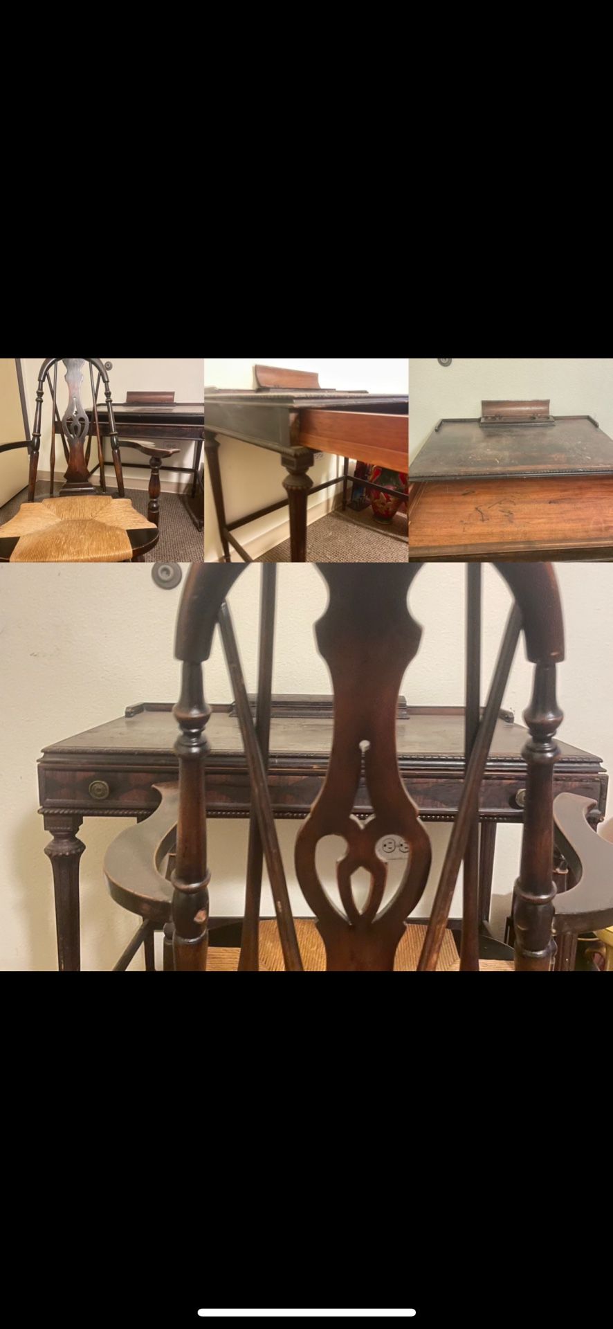antique writers desk AND chair