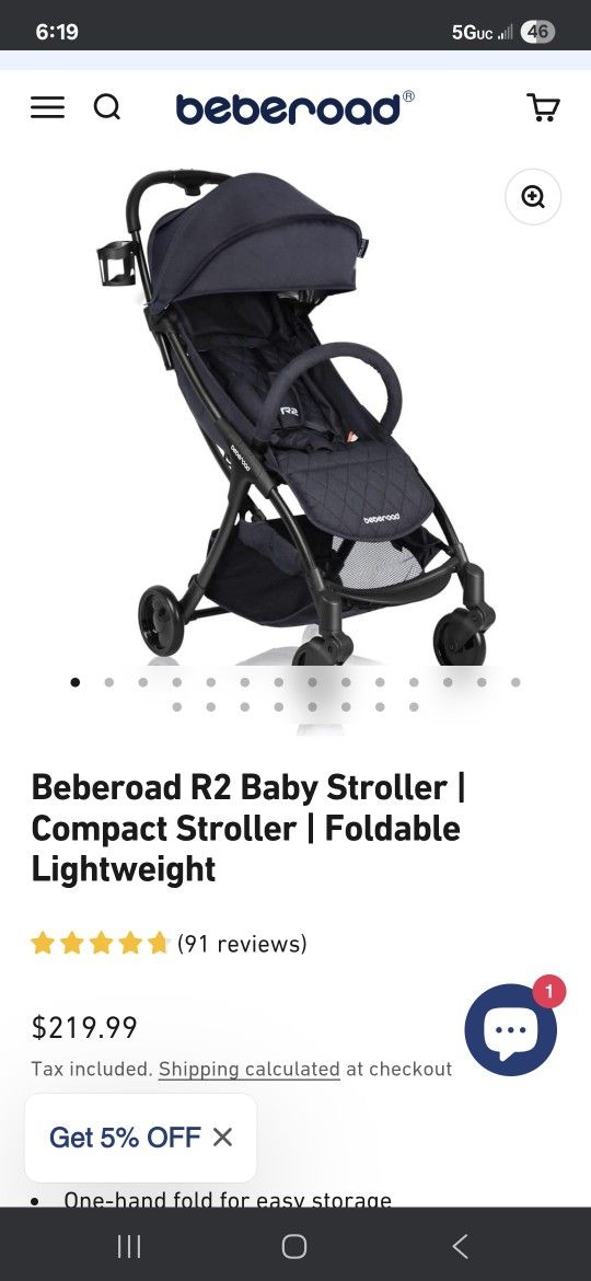 Beberoad R2 Baby Stroller - Compact Stroller - Foldable Lightweight (13 pounds)