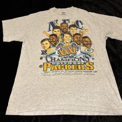 Mens XL Vintage 1997 Green Bay Packers NFC Championship Caricature Tshirt