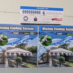 Misting Cooling System 10M Misting Line + Mist Nozzles Drip Irrigation Kit Outdoor Mister for Patio Garden Greenhouse Trampoline for Waterpark Summer