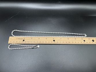 925 Silver Rope Chain Necklace and Bracelet Set